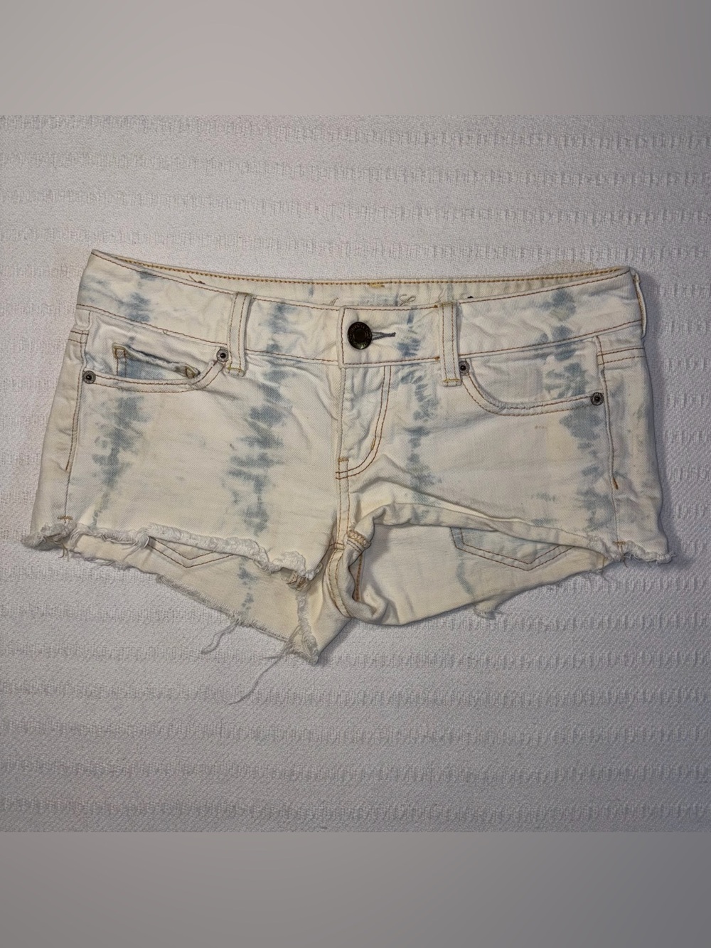 Vintage American Eagle Y2K Low Rise Micro Mini Denim Shorts Size 4 2000s - Picture 1 of 7